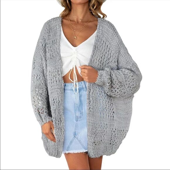 NEW Batwing Sleeves Hollow Out Cardigan Sweater - Picture 2 of 16